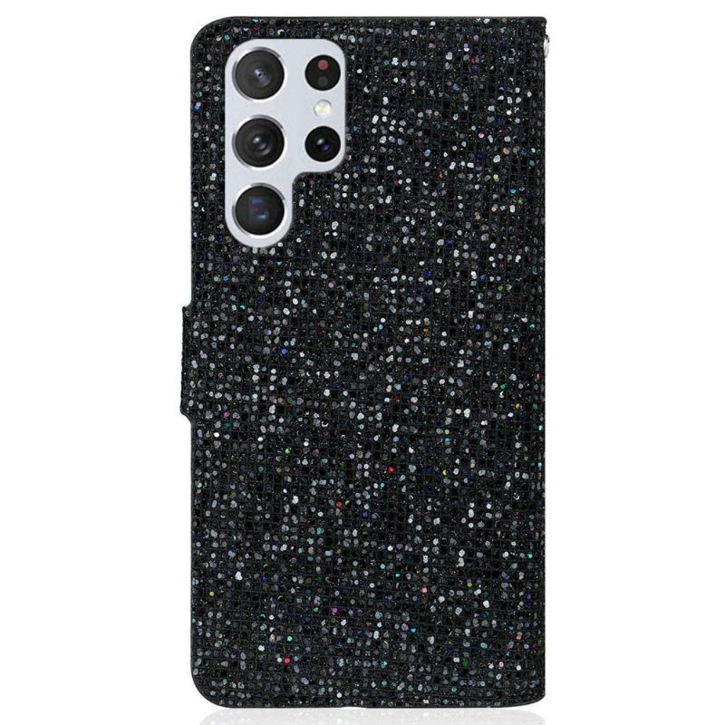 Folio Deksel Til Samsung Galaxy S22 Ultra 5G Anti-fall Glitterkortholder