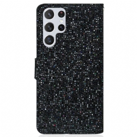 Folio Deksel Til Samsung Galaxy S22 Ultra 5G Anti-fall Glitterkortholder