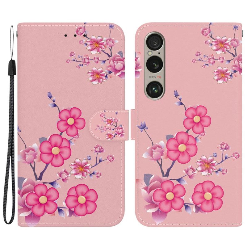 Lærdeksel Folio Deksel Sony Xperia 1 Vi Sakura-rem