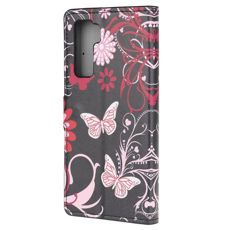 Etui Til Huawei P40 Lite 5G Sommerfugler Og Blomster