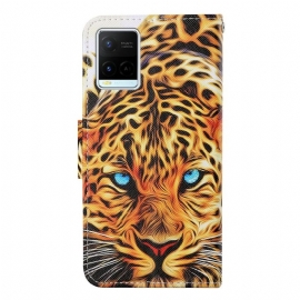 Folio Deksel Til Vivo Y21 / Y21s / Y33s Kunstnerisk Leopard