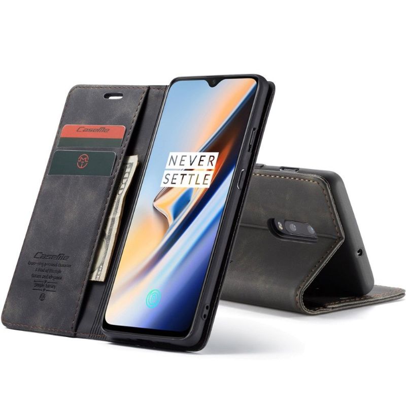 Etui Til OnePlus 7 Anti-fall Premium Imitert Skinn