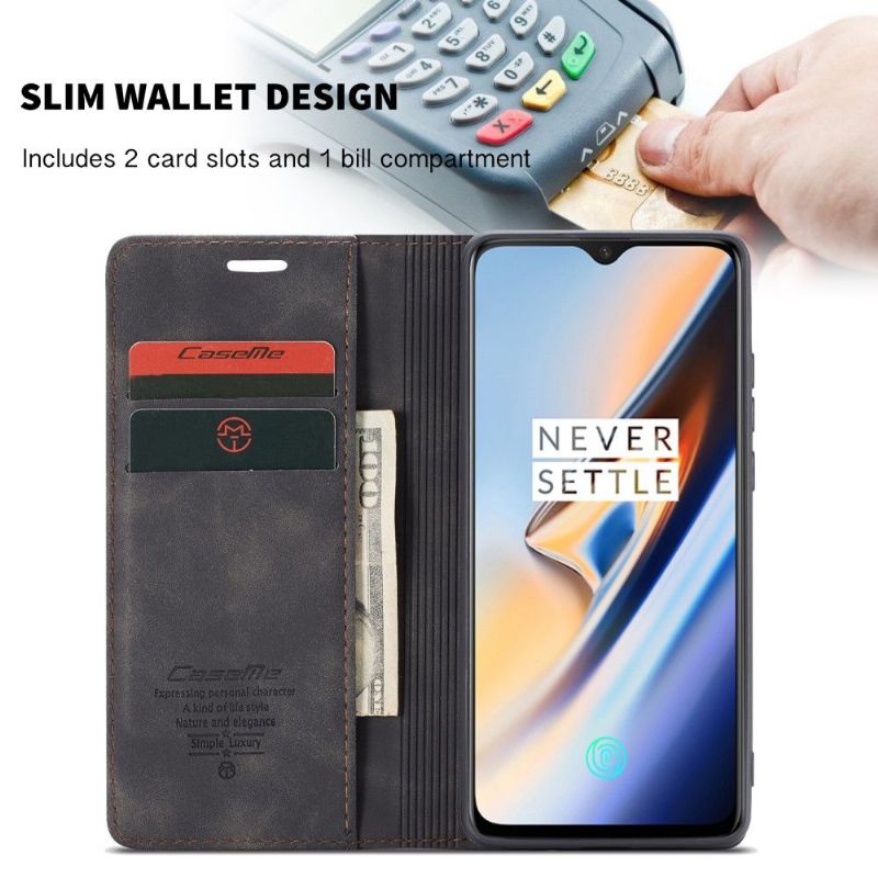 Etui Til OnePlus 7 Anti-fall Premium Imitert Skinn