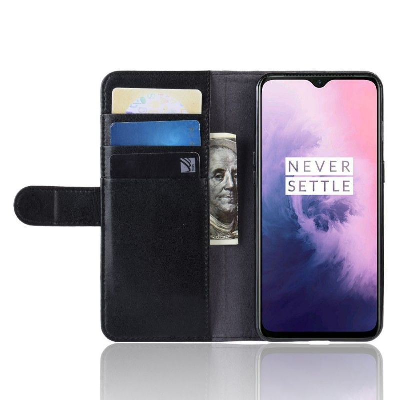 Etui Til OnePlus 7 Lommebok Premium Skinnlommebok - Svart