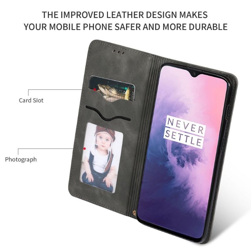 Lærdeksel Til OnePlus 7 Originalitet Business Retro Leather