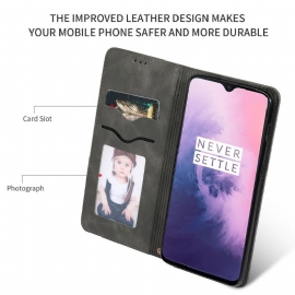 Lærdeksel Til OnePlus 7 Originalitet Business Retro Leather