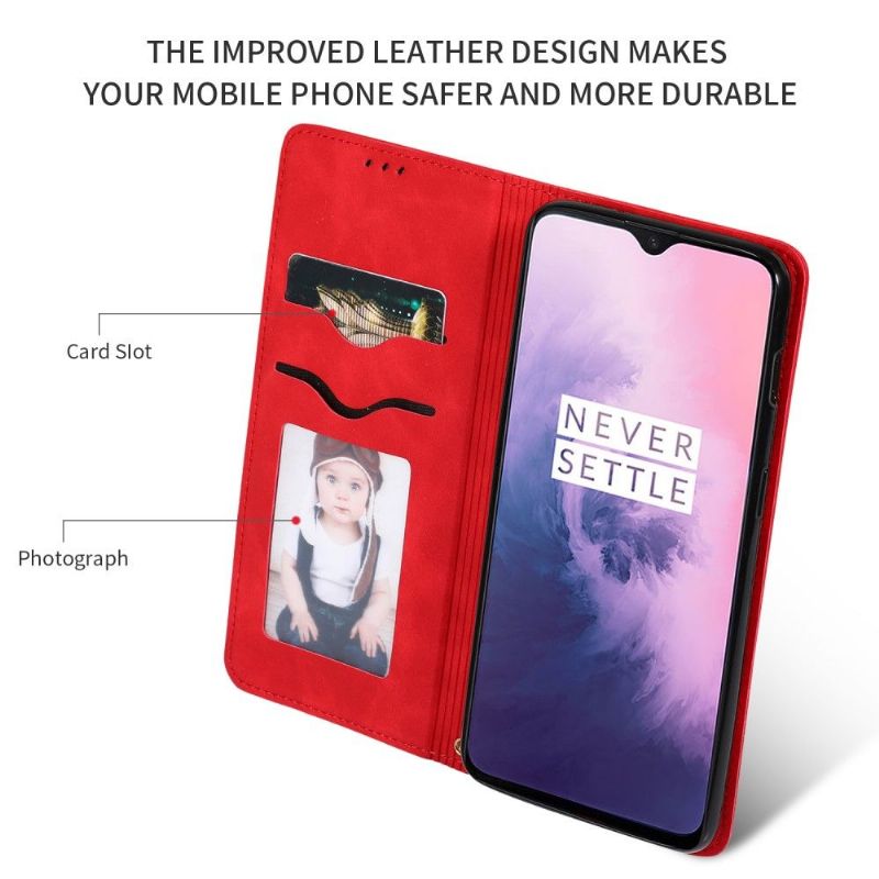 Lærdeksel Til OnePlus 7 Originalitet Business Retro Leather