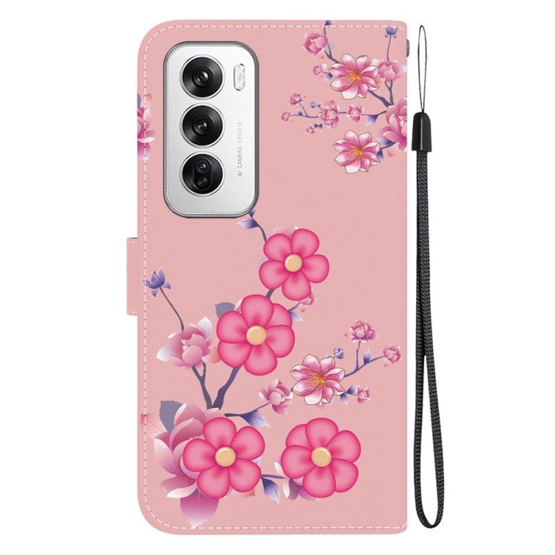 Folio Deksel Oppo Reno 12 5g Sakura Med Stropp