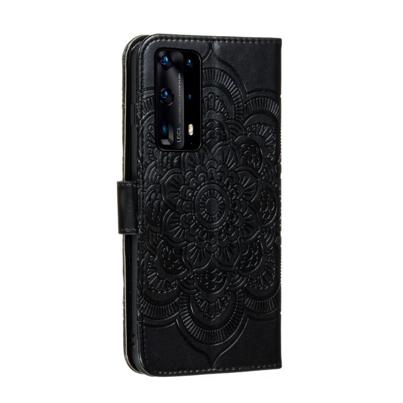 Folio Deksel Til Huawei P40 Pro+ Anti-fall Mandala Kortholder - Svart