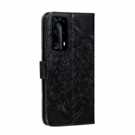 Folio Deksel Til Huawei P40 Pro+ Anti-fall Mandala Kortholder - Svart