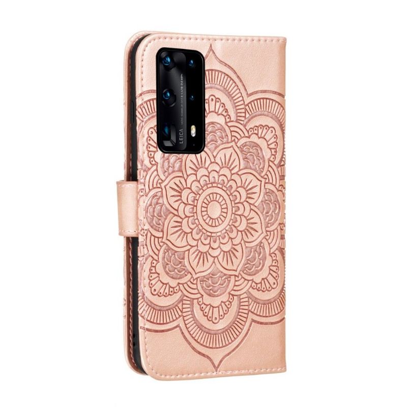 Folio Deksel Til Huawei P40 Pro+ Mandala Kortholder - Rose Gull