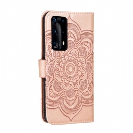 Folio Deksel Til Huawei P40 Pro+ Mandala Kortholder - Rose Gull