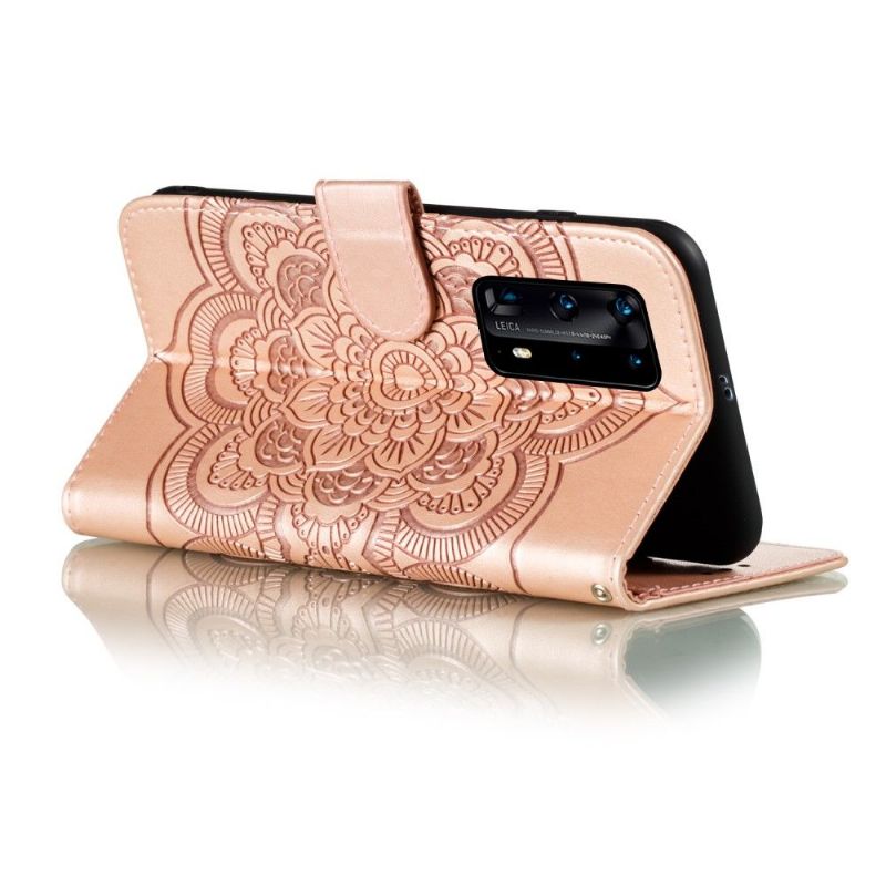 Folio Deksel Til Huawei P40 Pro+ Mandala Kortholder - Rose Gull