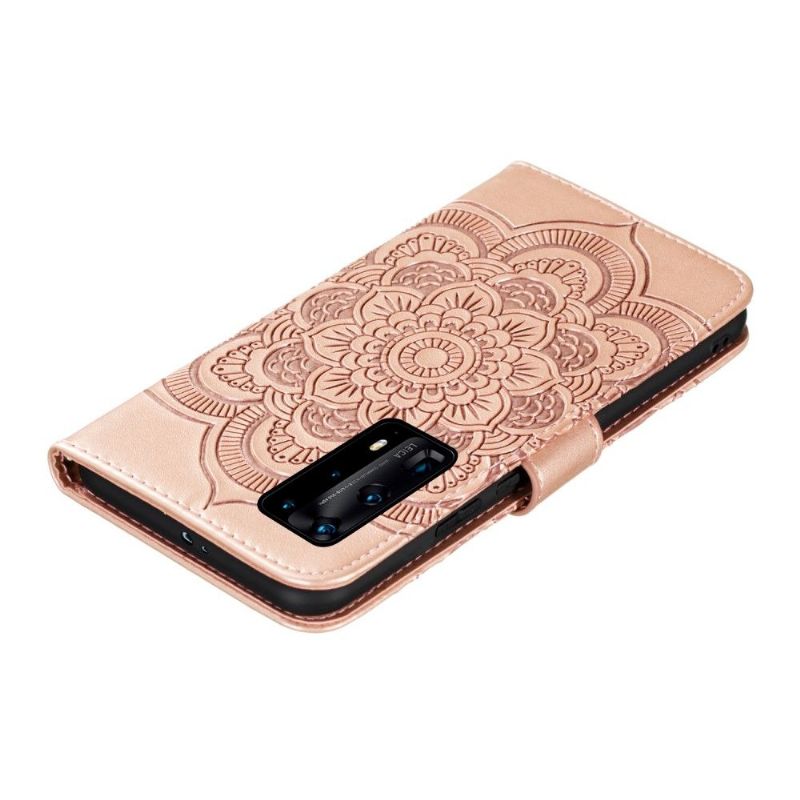 Folio Deksel Til Huawei P40 Pro+ Mandala Kortholder - Rose Gull