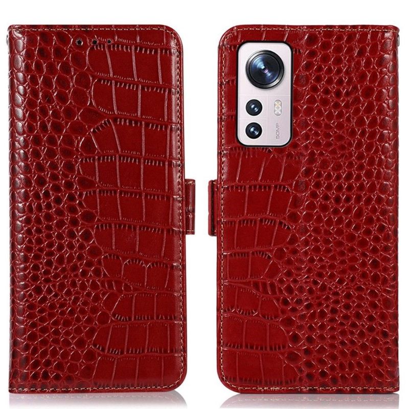 Lærdeksel Til Xiaomi 12 Pro Croco Look Ekte Skinn