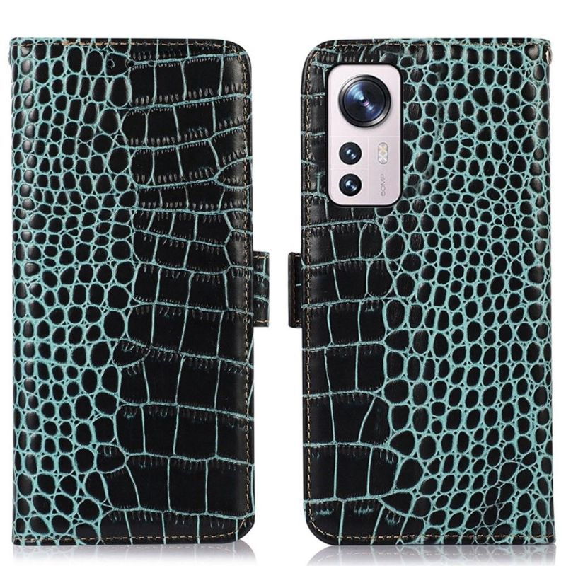 Lærdeksel Til Xiaomi 12 Pro Croco Look Ekte Skinn