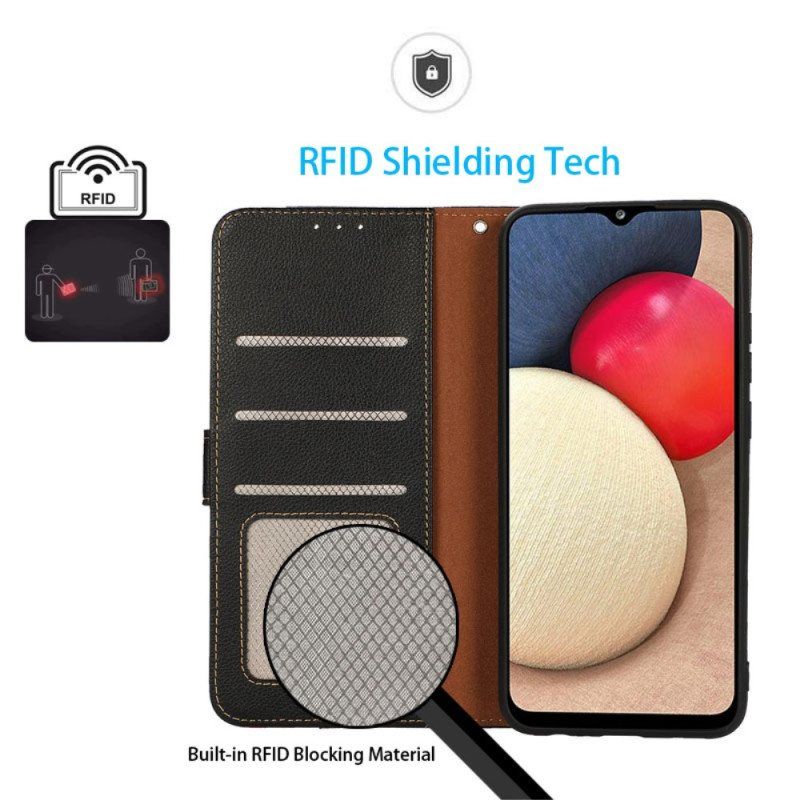 Folio Deksel Til Google Pixel 7A Litchi Stil Rfid Khazneh