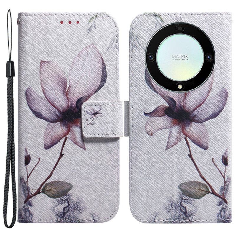 Folio Deksel Til Honor Magic 5 Lite Med Kjede Strappy Rose Flower