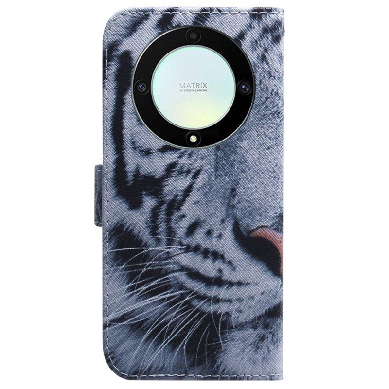 Folio Deksel Til Honor Magic 5 Lite Med Kjede Strappy White Tiger