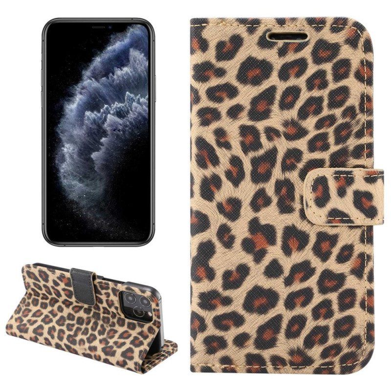 Folio Deksel Til iPhone 14 Leopard