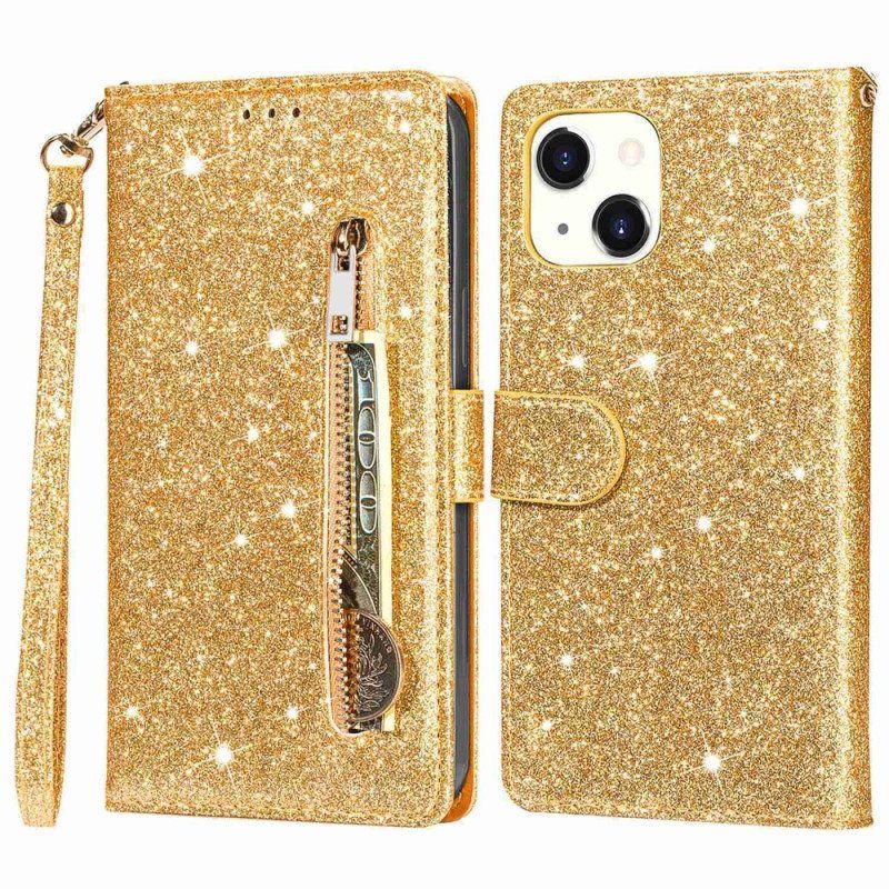 Folio Deksel Til iPhone 14 Plus Glitter Myntpung