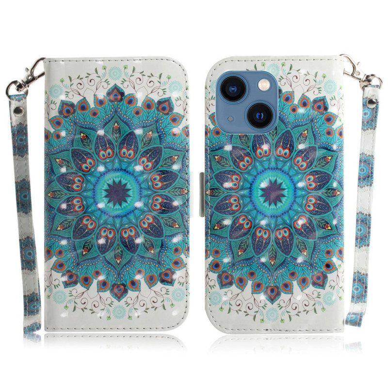 Folio Deksel Til iPhone 14 Plus Med Kjede Strappy Mandala