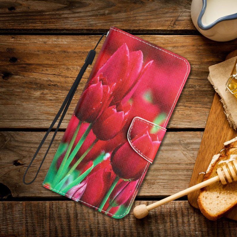 Folio Deksel Til iPhone 15 Med Kjede Blomstervariasjon Med Stropp