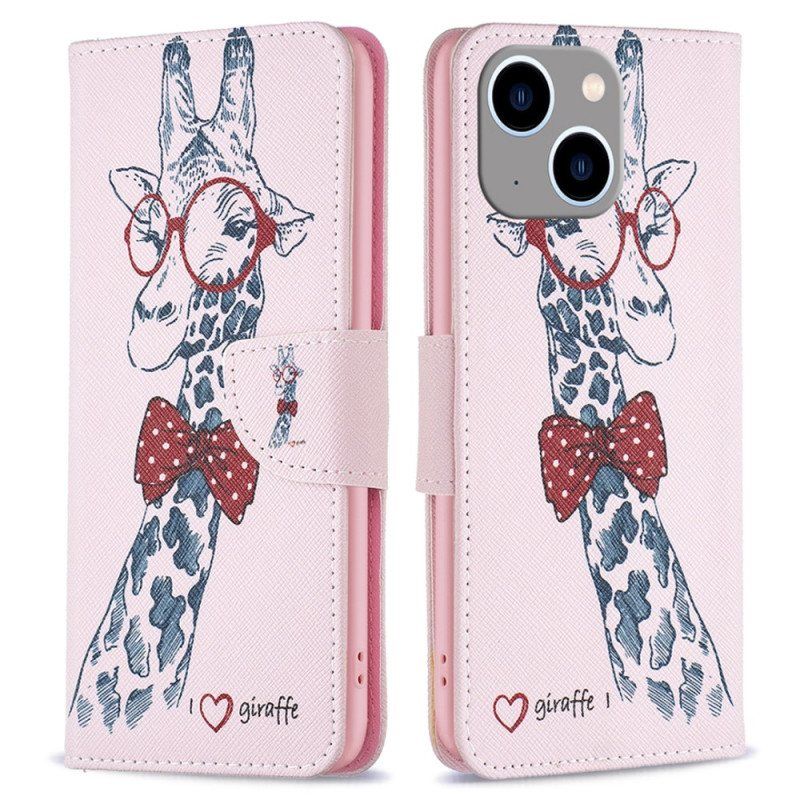 Folio Deksel Til iPhone 15 Plus Intello Giraffe