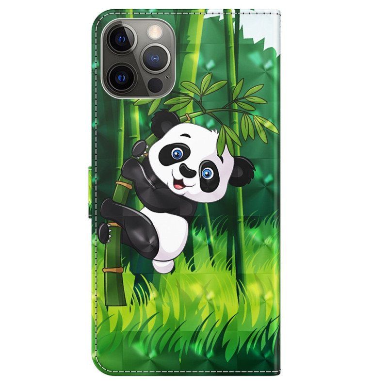 Folio Deksel Til iPhone 15 Plus Med Kjede 3d Bamboo Panda Med Stropp