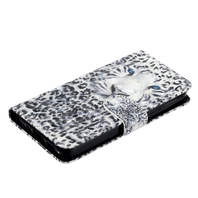 Folio Deksel Til iPhone 15 Plus Med Kjede 3d Leopard Med Stropp