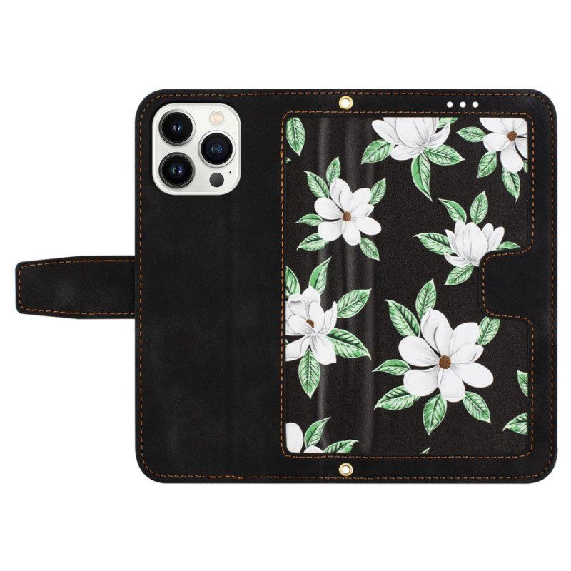 Folio Deksel Til iPhone 15 Pro Max Luksusblomster