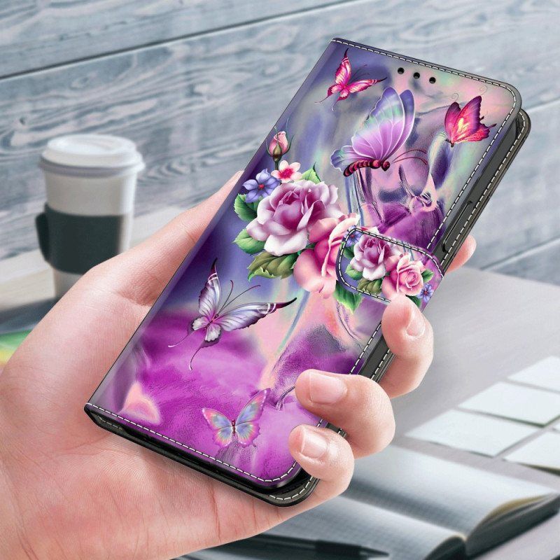 Folio Deksel Til iPhone 15 Pro Pene Blomster