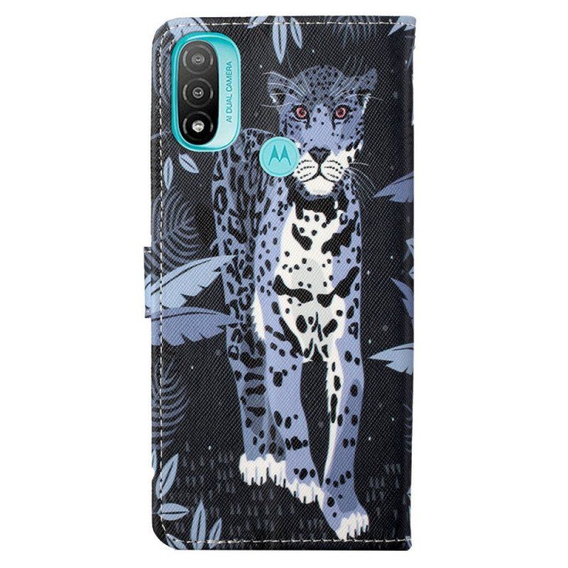 Folio Deksel Til Moto G71 5G Med Kjede Strappy Leopard