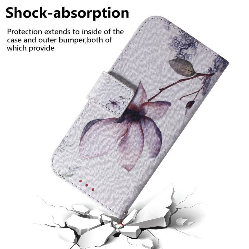 Folio Deksel Til Moto G73 5G Med Kjede Strappy Rose Flower