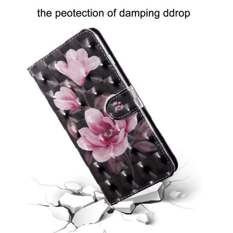 Folio Deksel Til Oppo A54 5G / A74 5G Blomster Med Snor