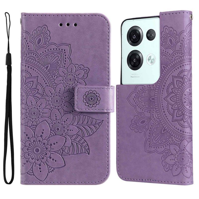 Folio Deksel Til Oppo Reno 8 Pro Med Kjede Strappy Floral