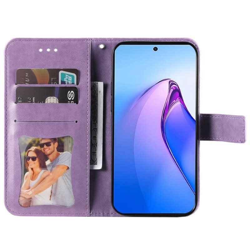 Folio Deksel Til Oppo Reno 8 Pro Med Kjede Strappy Floral