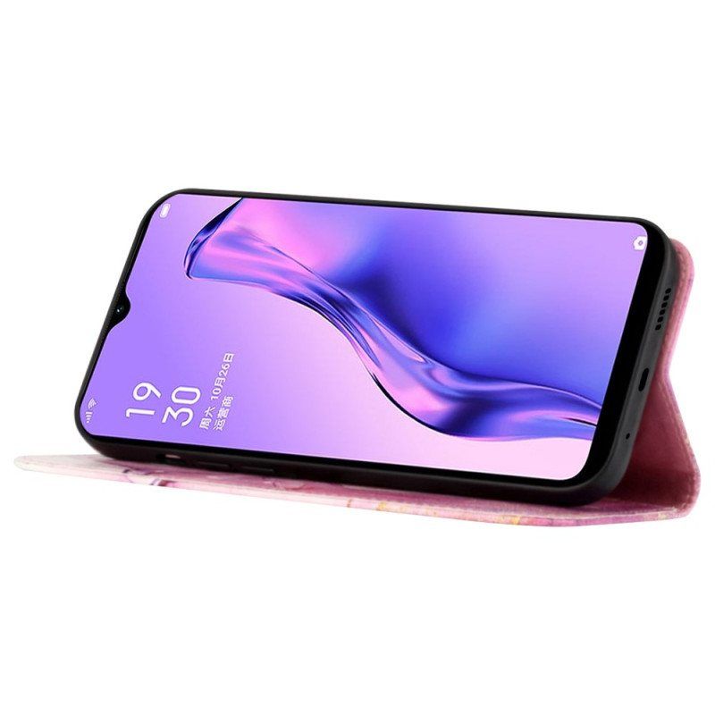 Folio Deksel Til Oppo Reno 8 Pro Med Kjede Strip Marmor