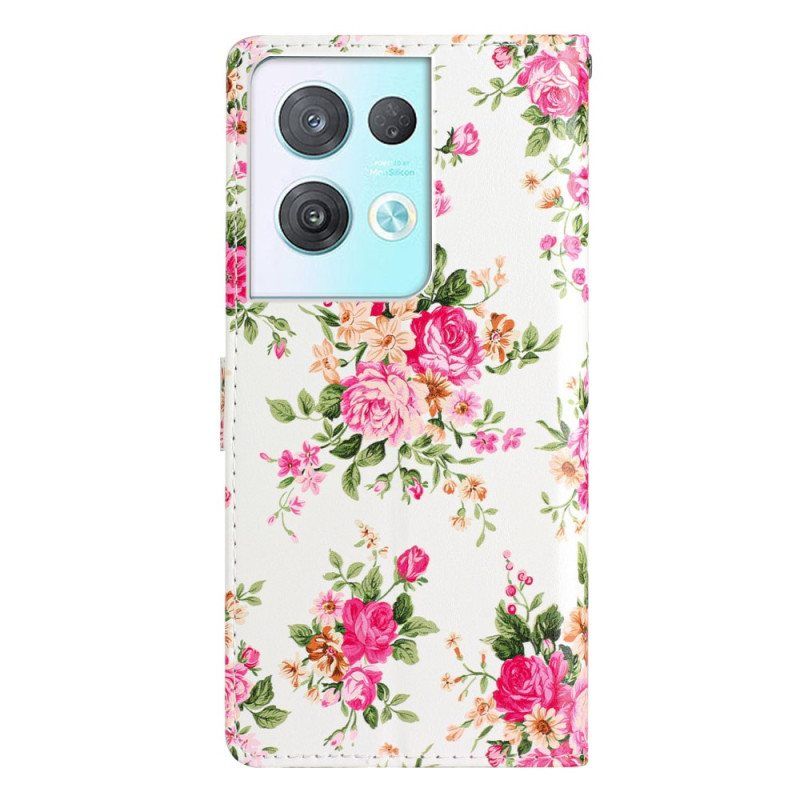 Folio Deksel Til Oppo Reno 8 Pro Med Kjede Stropp Liberty Flowers