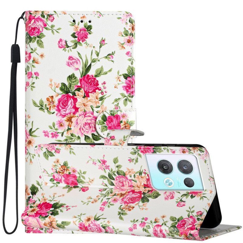 Folio Deksel Til Oppo Reno 8 Pro Med Kjede Stropp Liberty Flowers