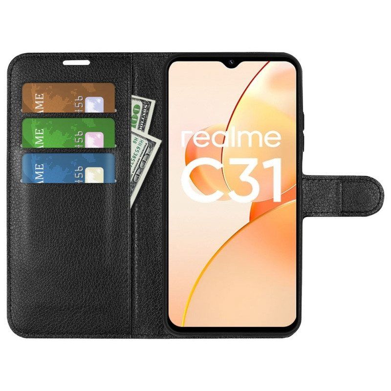 Folio Deksel Til Realme C31 Prangende Kunstskinn