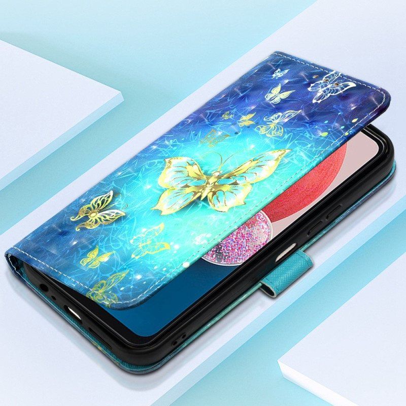 Folio Deksel Til Samsung Galaxy A13 Med Kjede Flight Of Butterflies I Lanyard