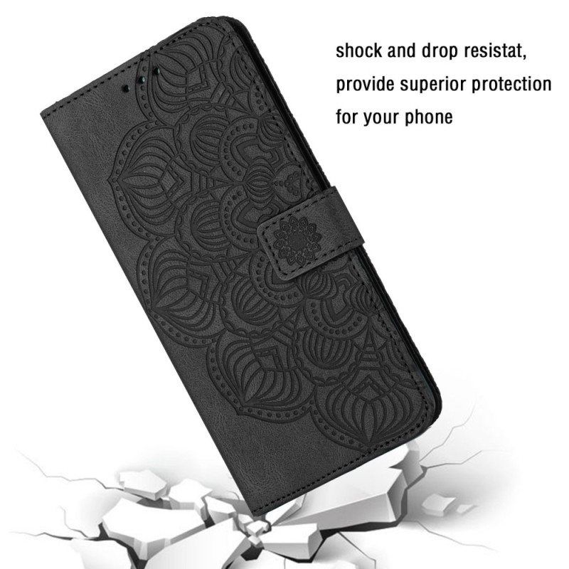 Folio Deksel Til Samsung Galaxy A13 Med Kjede Vintage Strappy Mandala