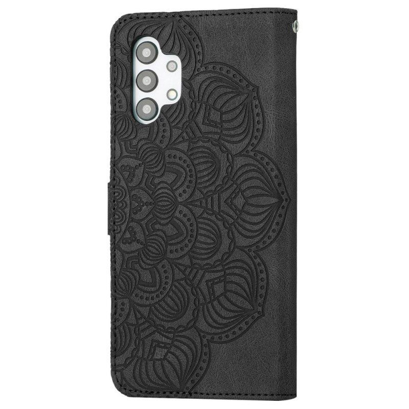 Folio Deksel Til Samsung Galaxy A13 Med Kjede Vintage Strappy Mandala