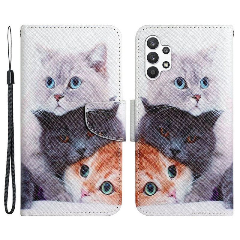 Folio Deksel Til Samsung Galaxy A13 Tales Of Cats With Lanyard