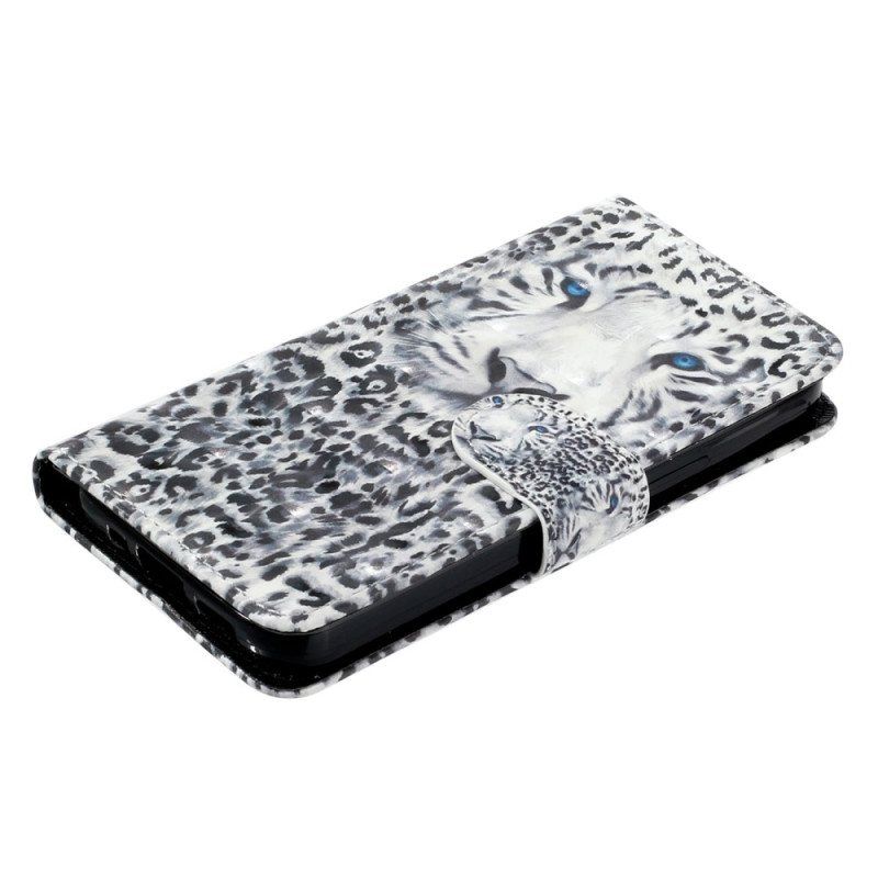 Folio Deksel Til Samsung Galaxy A14 / A14 5G Med Kjede Strappy Leopard