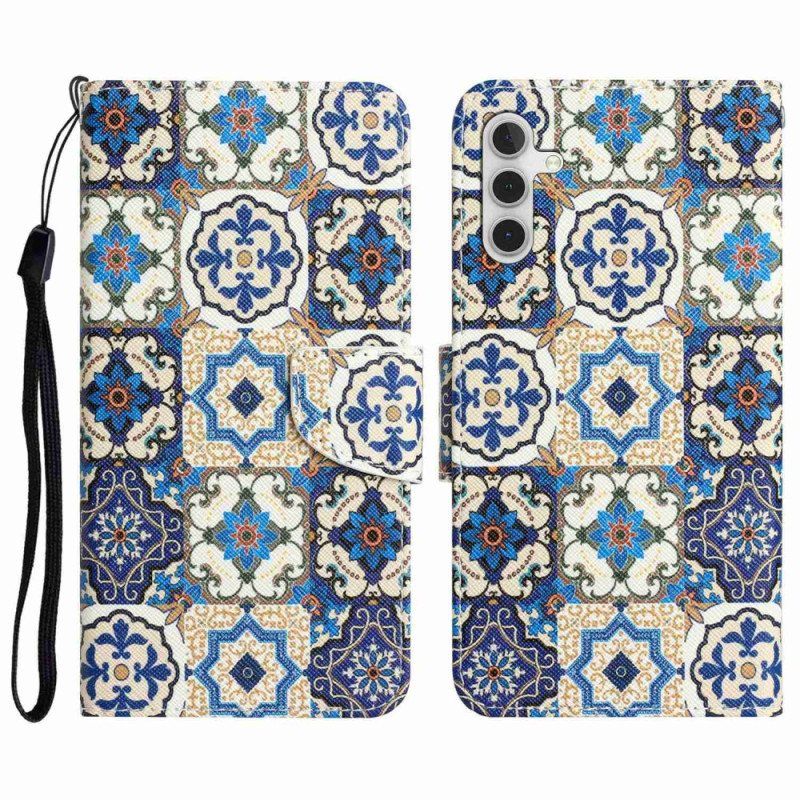 Folio Deksel Til Samsung Galaxy A14 / A14 5G Med Kjede Strappy Patchwork