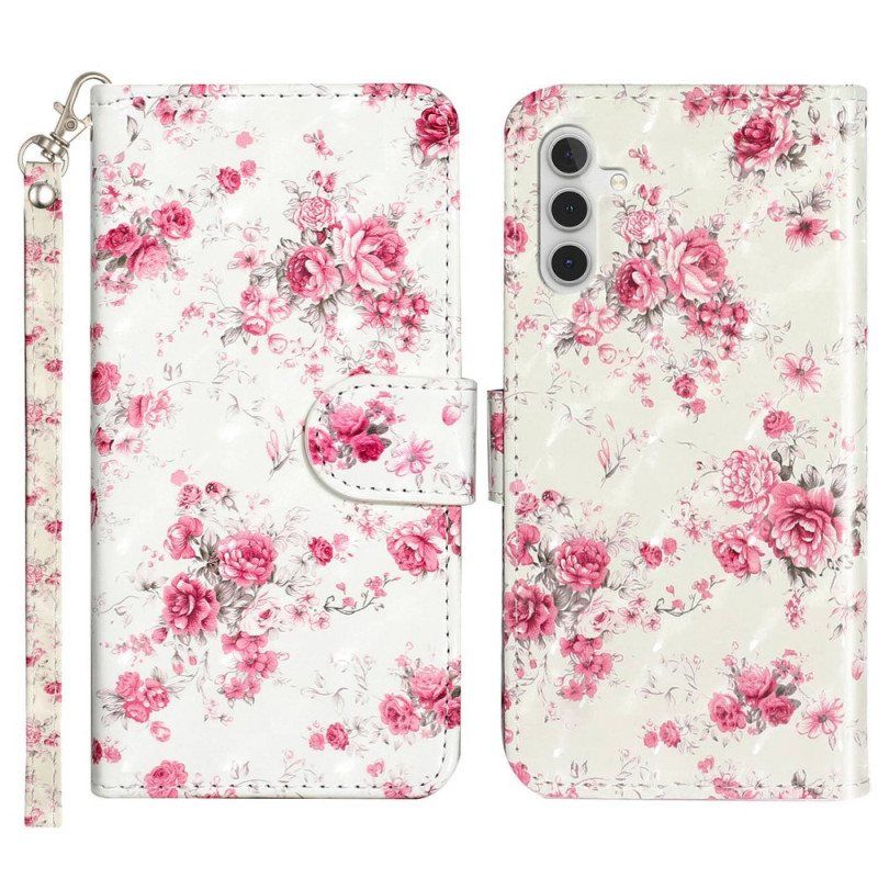 Folio Deksel Til Samsung Galaxy A14 / A14 5G Med Kjede Stropp Liberty Flowers