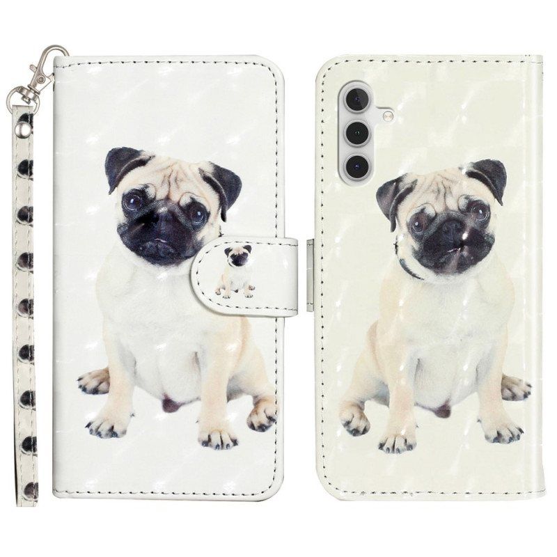 Folio Deksel Til Samsung Galaxy A14 / A14 5G Med Kjede Thong Dog