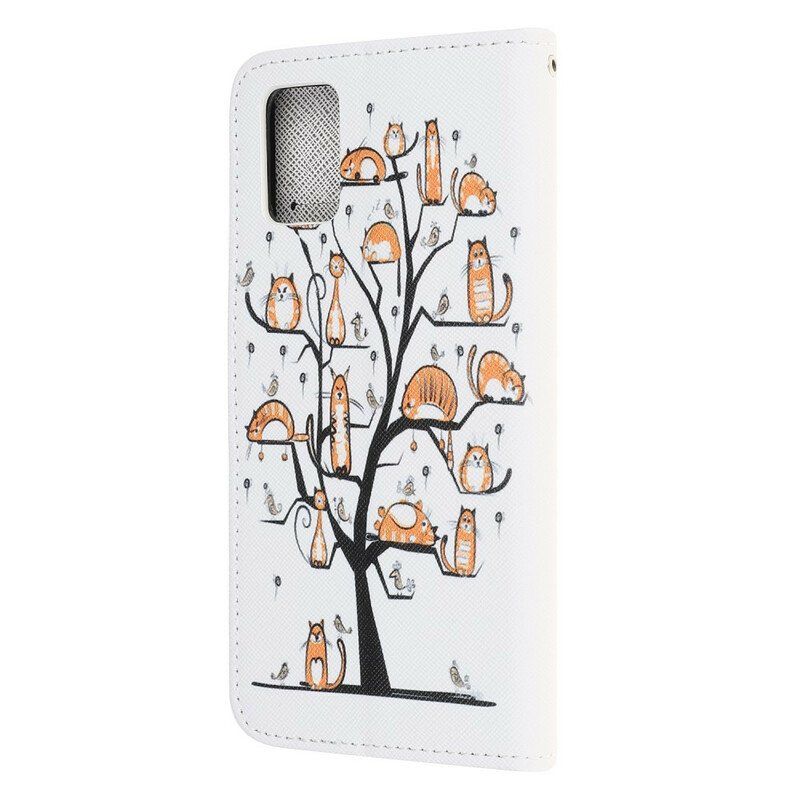 Folio Deksel Til Samsung Galaxy A52 4G / A52 5G / A52s 5G Med Kjede Funky Cats Med Stropp